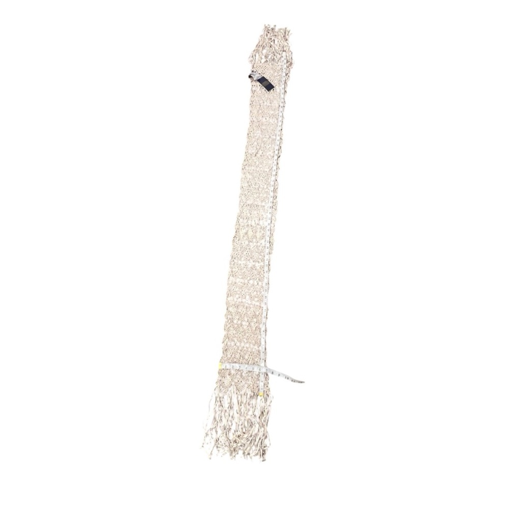 Polo Ralph Lauren Scarf Womens Ivory Crochet Fringed Rectangular One Size - Picture 5 of 8